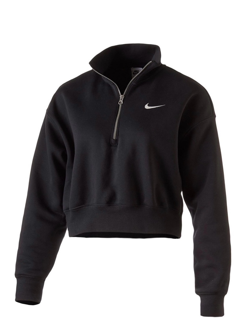 Nike Women's Sportswear Phoenix Fleece Quarter-Zip Cropped Sweatshirt Black